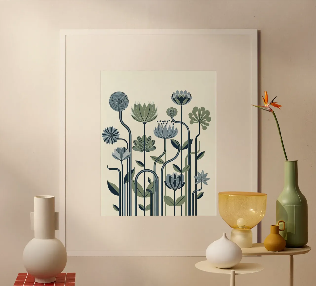 Floral bauhaus #010: Serene Botanical Garden poster by Zen Design