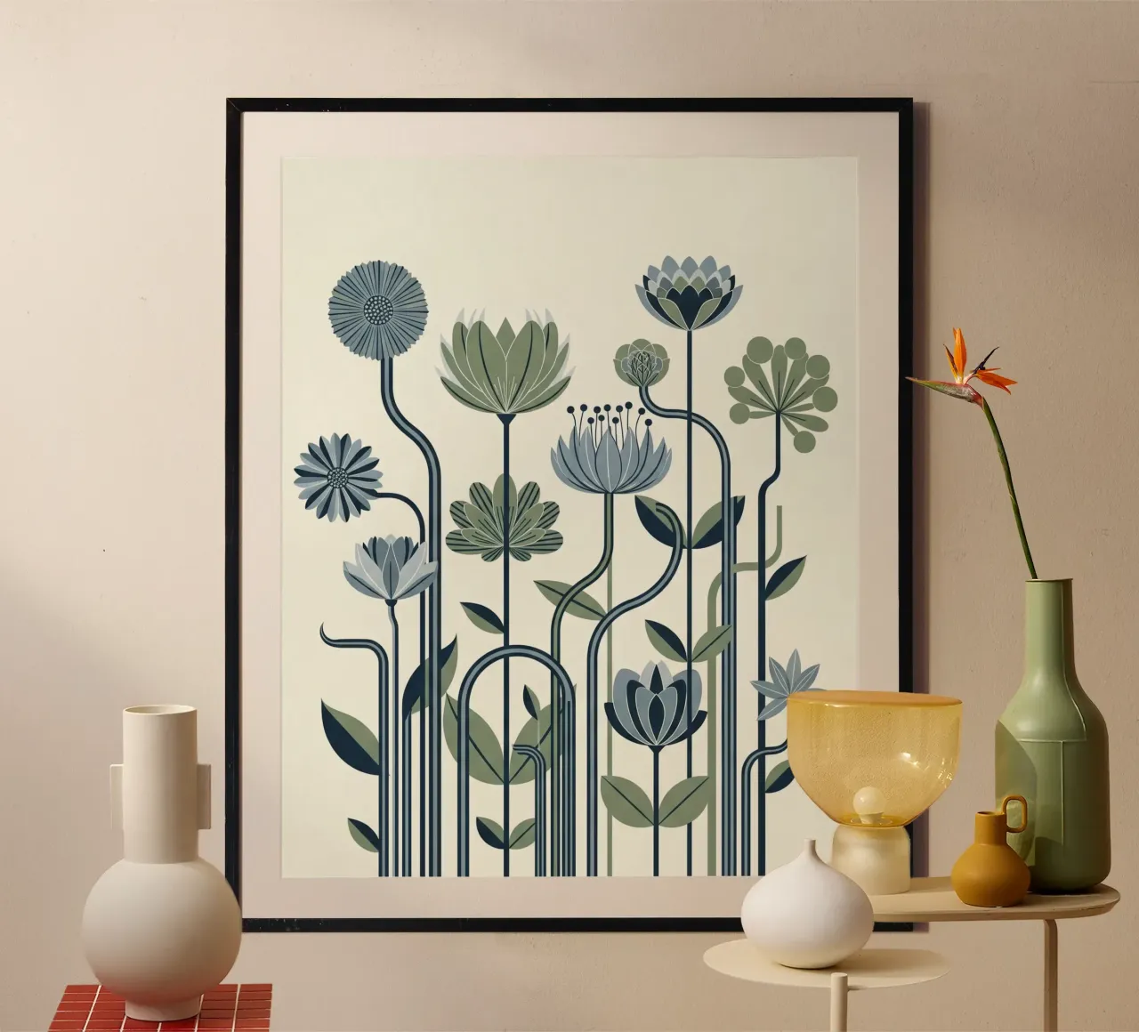 Floral bauhaus #010: Serene Botanical Garden poster by Zen Design
