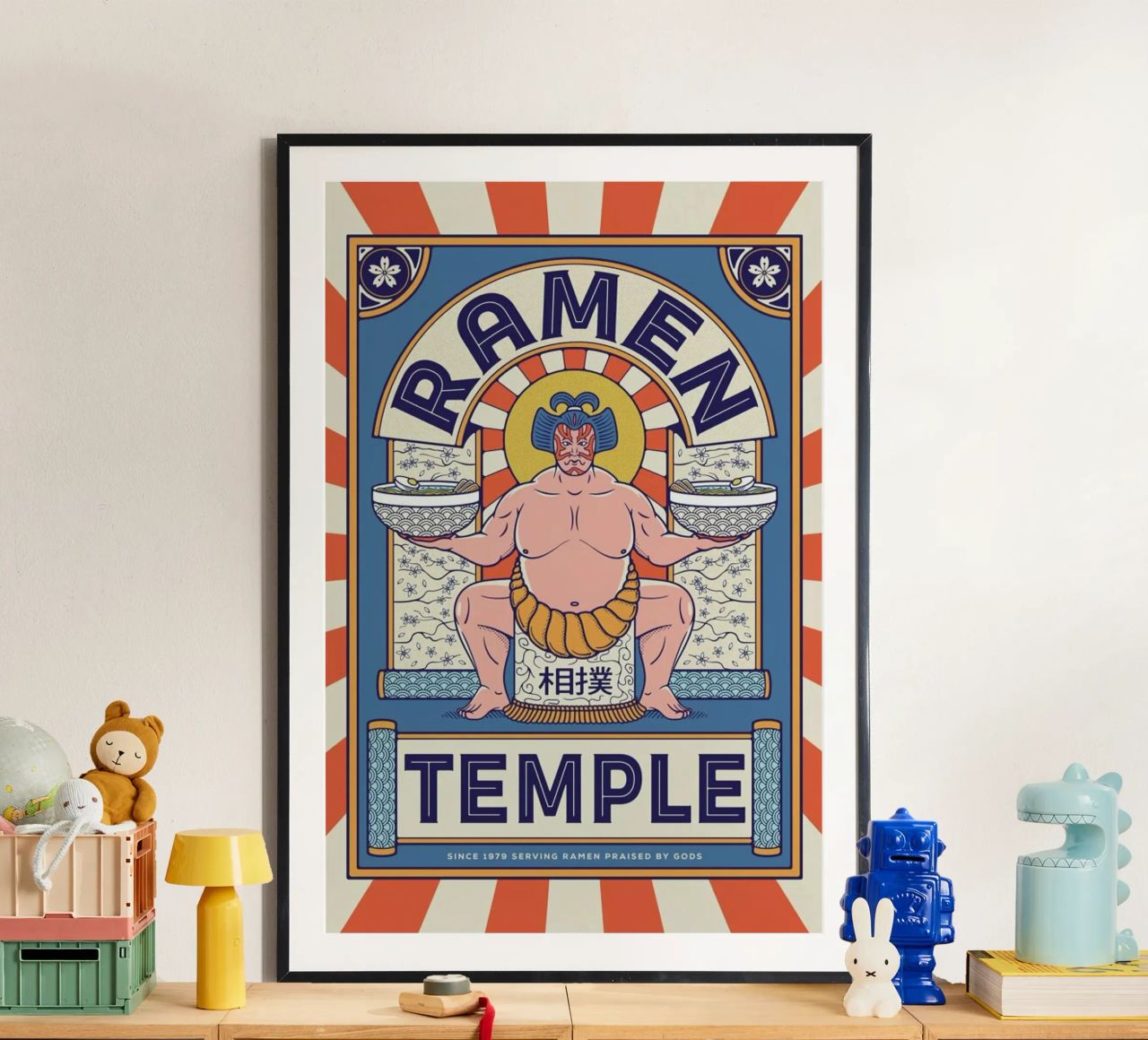 Ramen Temple Balance poster con marco de madera de daylight design studio