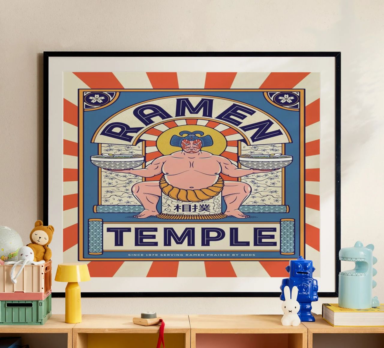 Ramen Temple Balance poster con marco de madera de daylight design studio