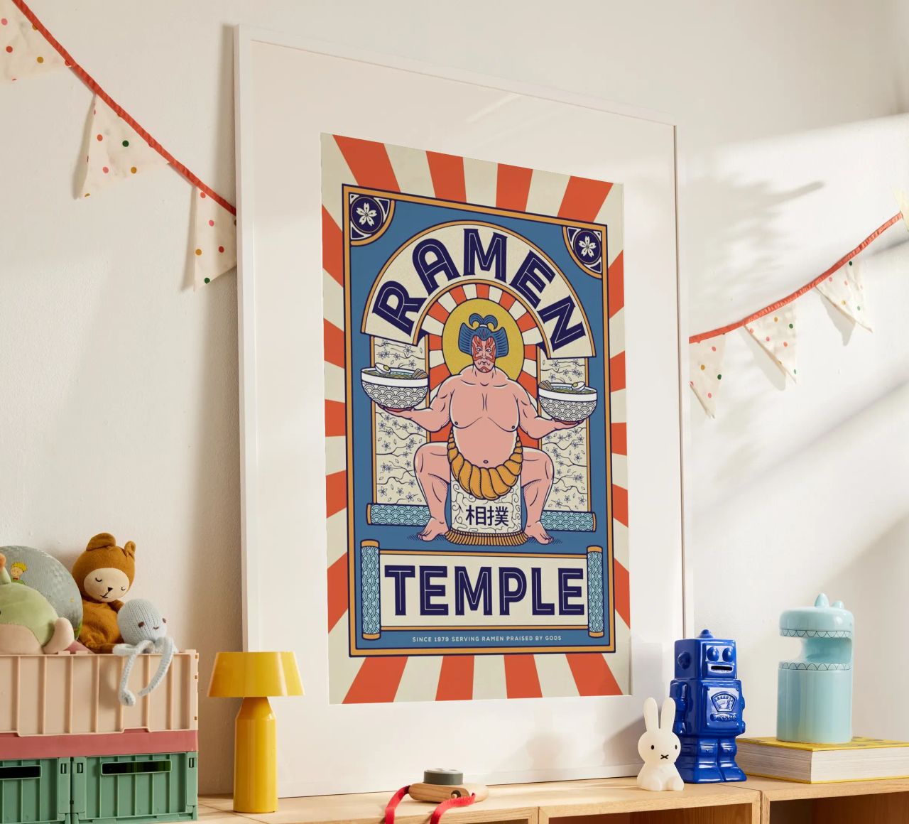 Ramen Temple Balance poster con marco de madera de daylight design studio