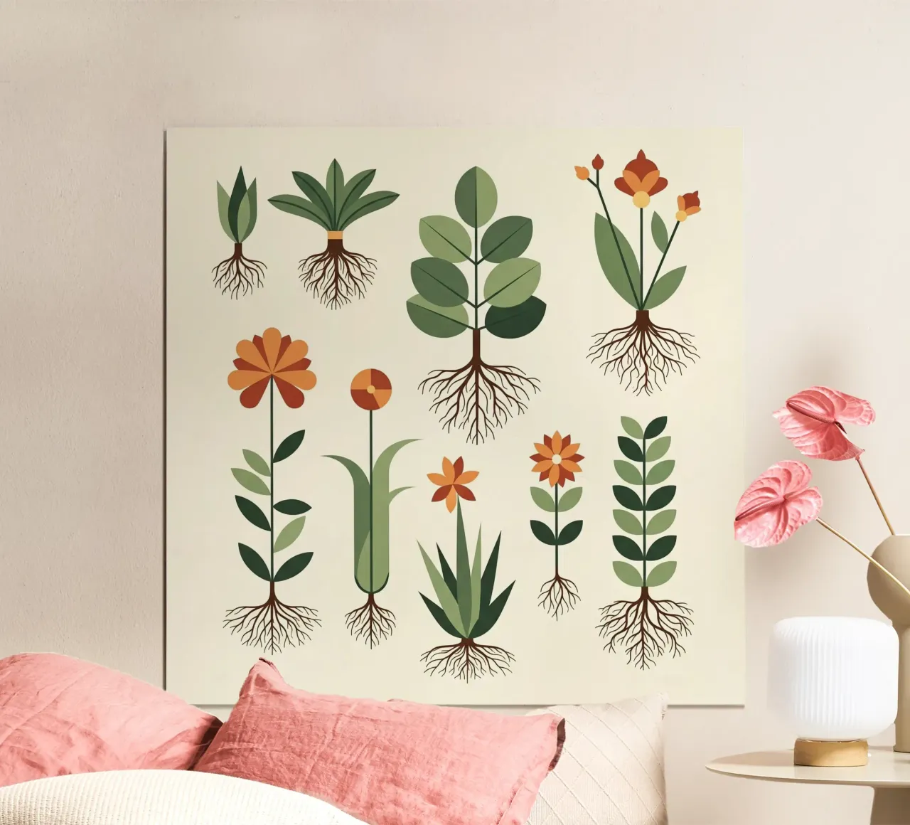 Floral bauhaus #014: Rooted Botanical Study poster con telaio in legno da Zen Design