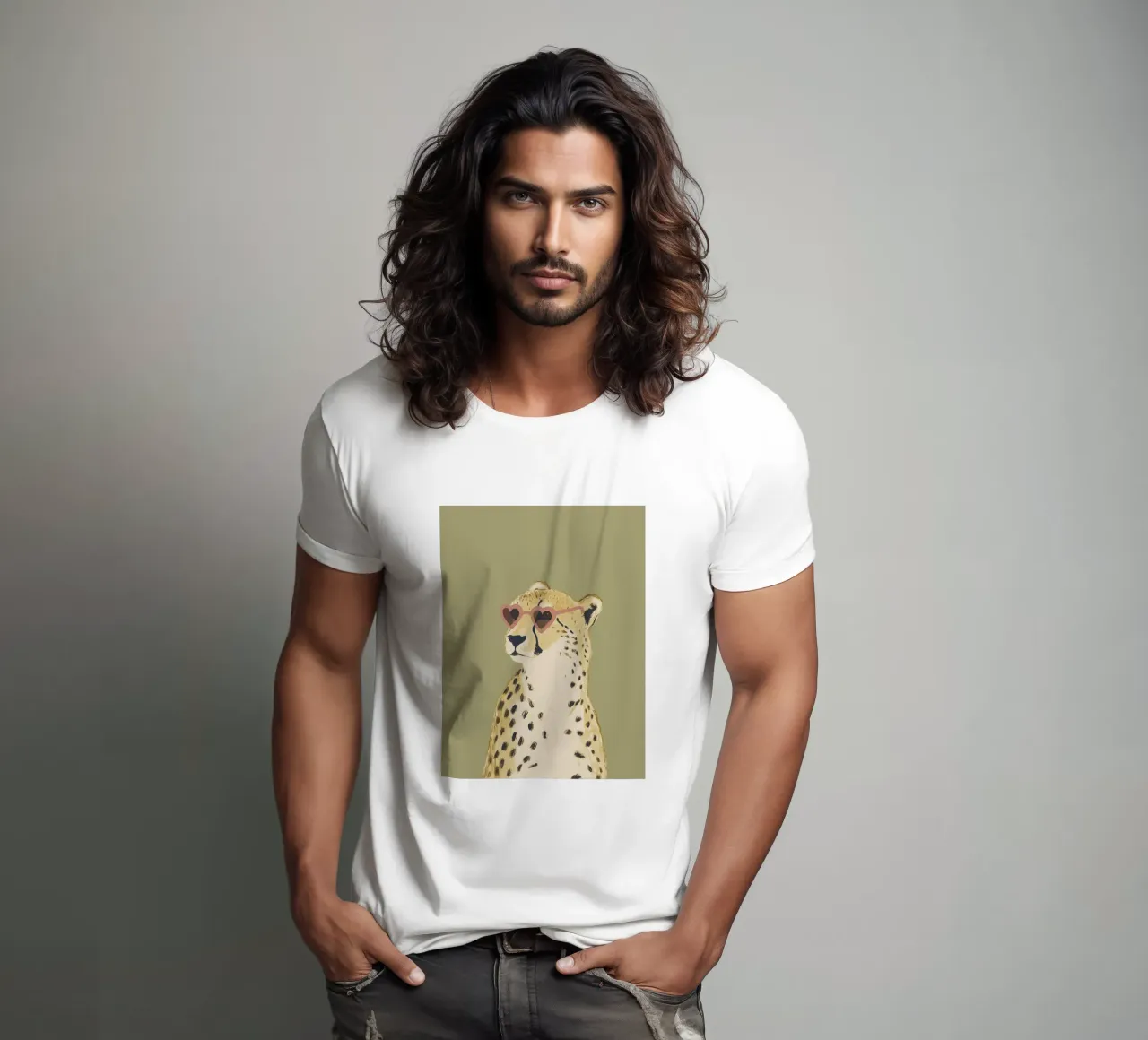 Occhiali a cuore con ghepardo t-shirt da Carinaprint