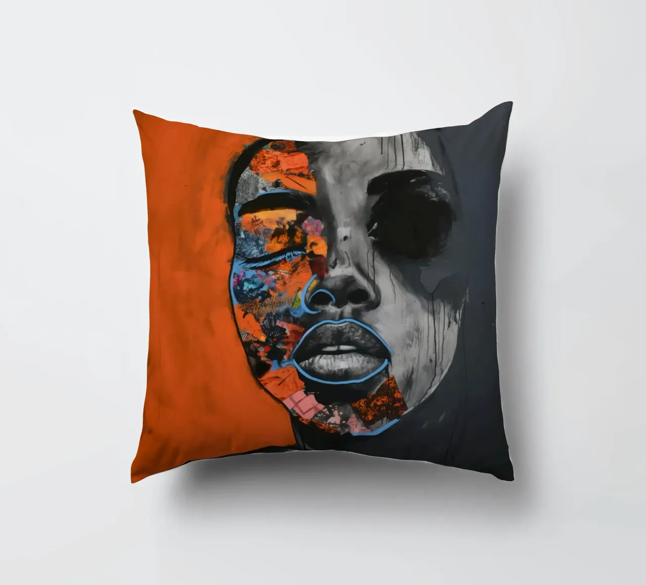 Abstract portret decorative cushion by Imagine