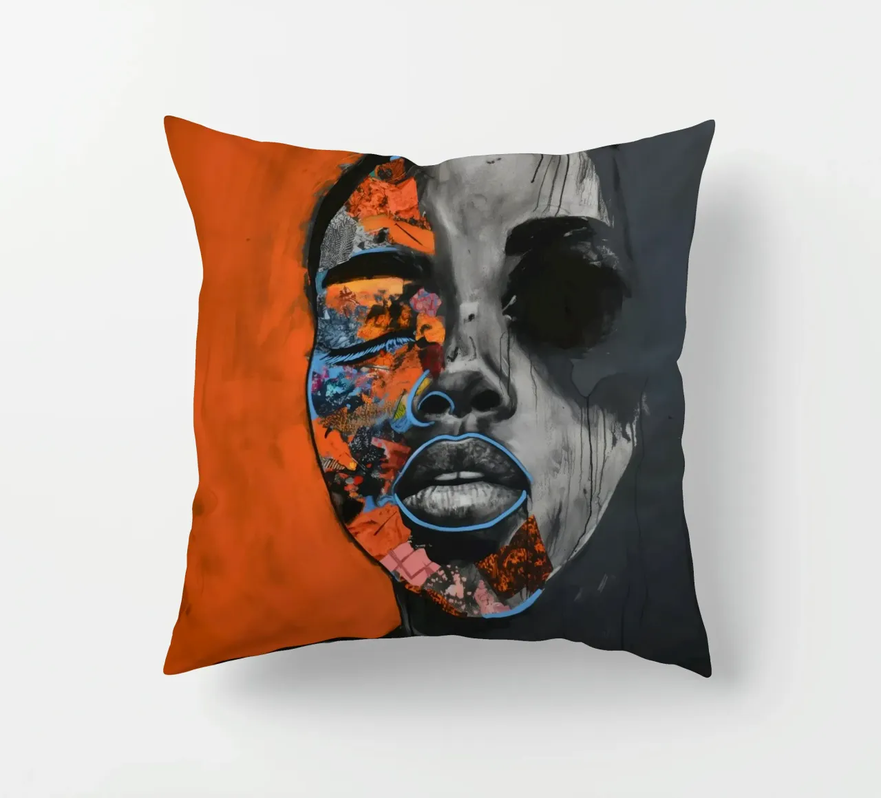 Abstract portret decorative cushion by Imagine