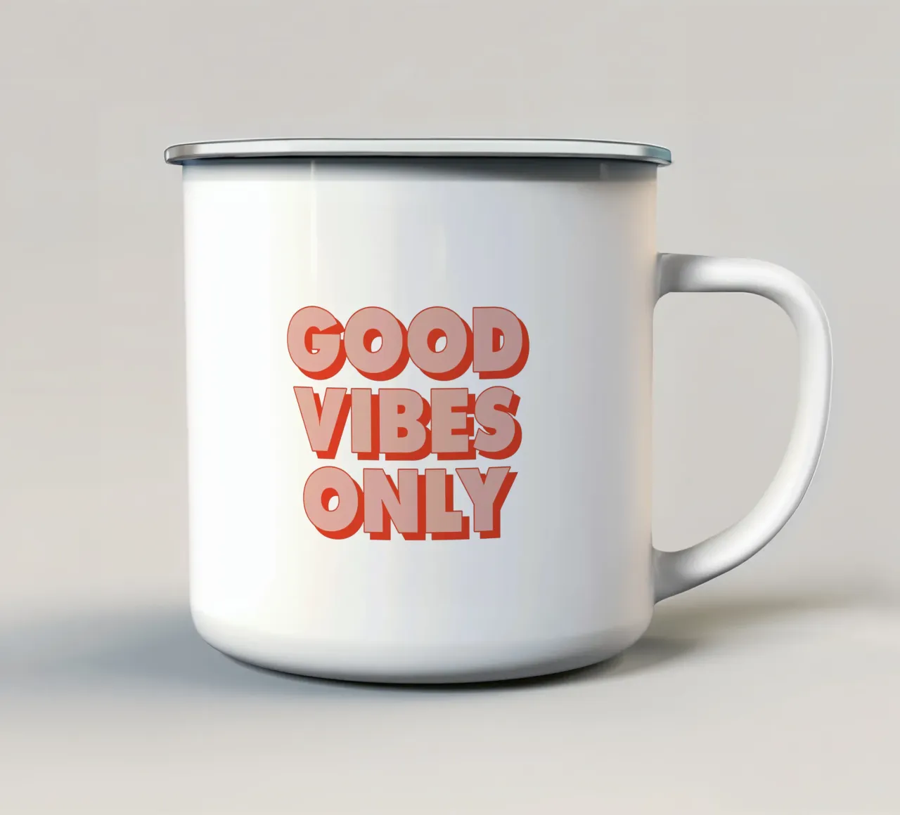 Nur gute Vibes Emaille Tasse von THE MOTIVATED TYPE