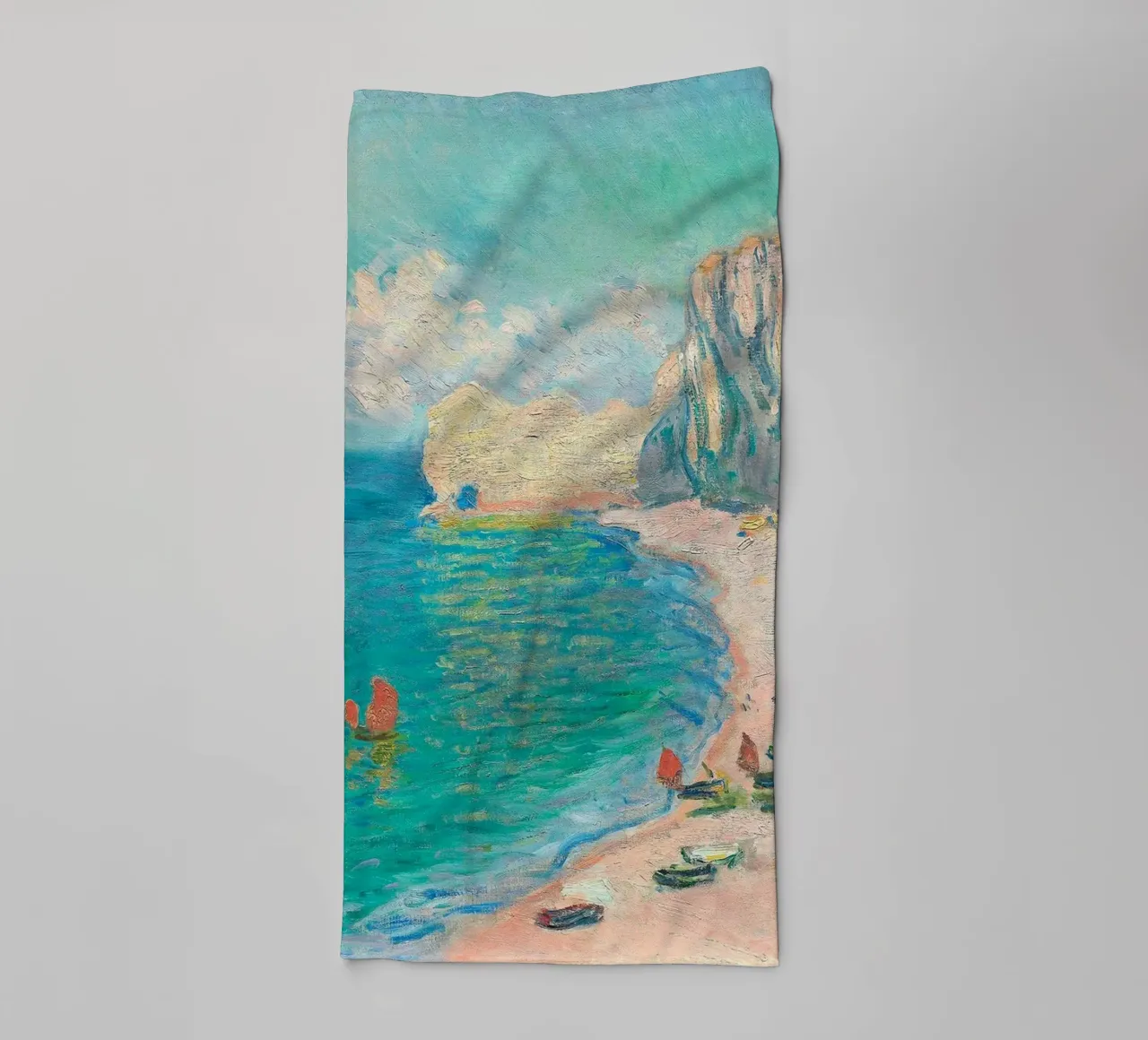 schilderij met panoramisch uitzicht claude monet badhanddoek van belong shop