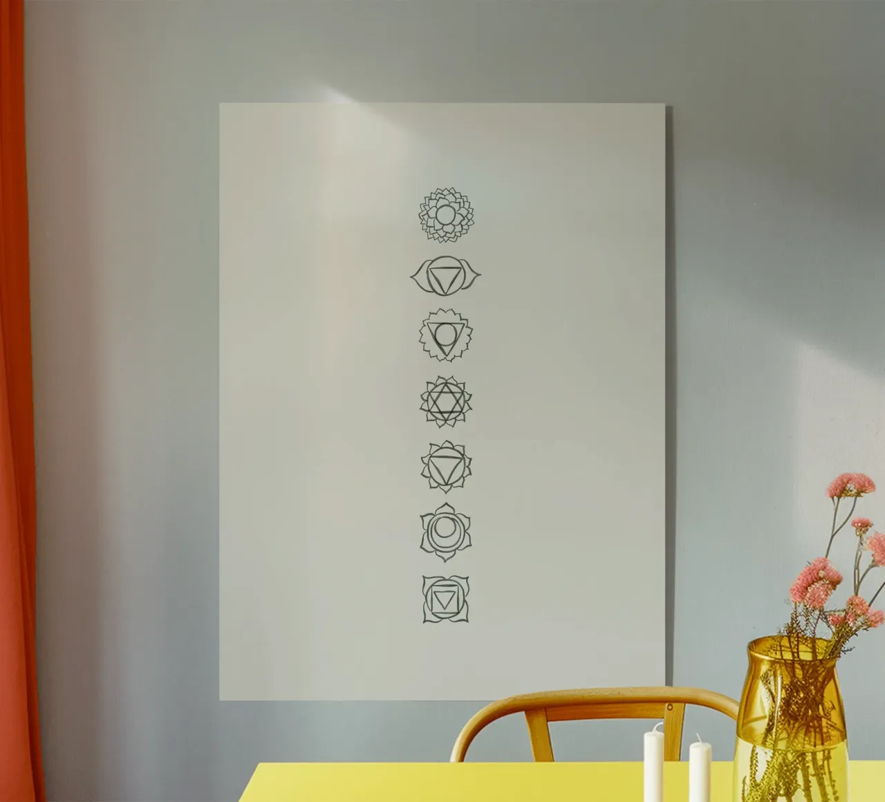 Line art minimalista in bianco e nero boho simbolismo dei chakra plexiglass da This Wild Soul - Illustration
