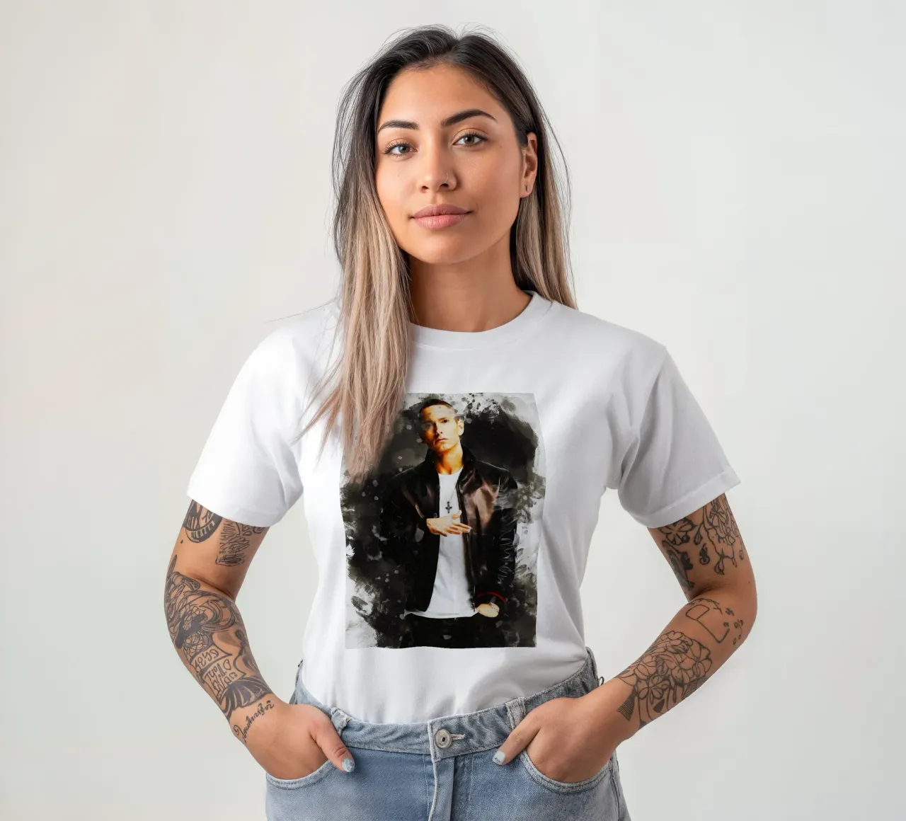 Macchia di ritratto Eminem t-shirt da Gunawan Rb