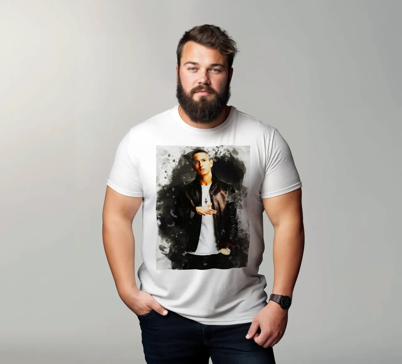 Macchia di ritratto Eminem t-shirt da Gunawan Rb