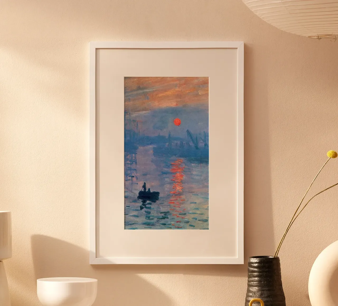 silhouette dell'alba claude monet poster con telaio in legno da belong shop