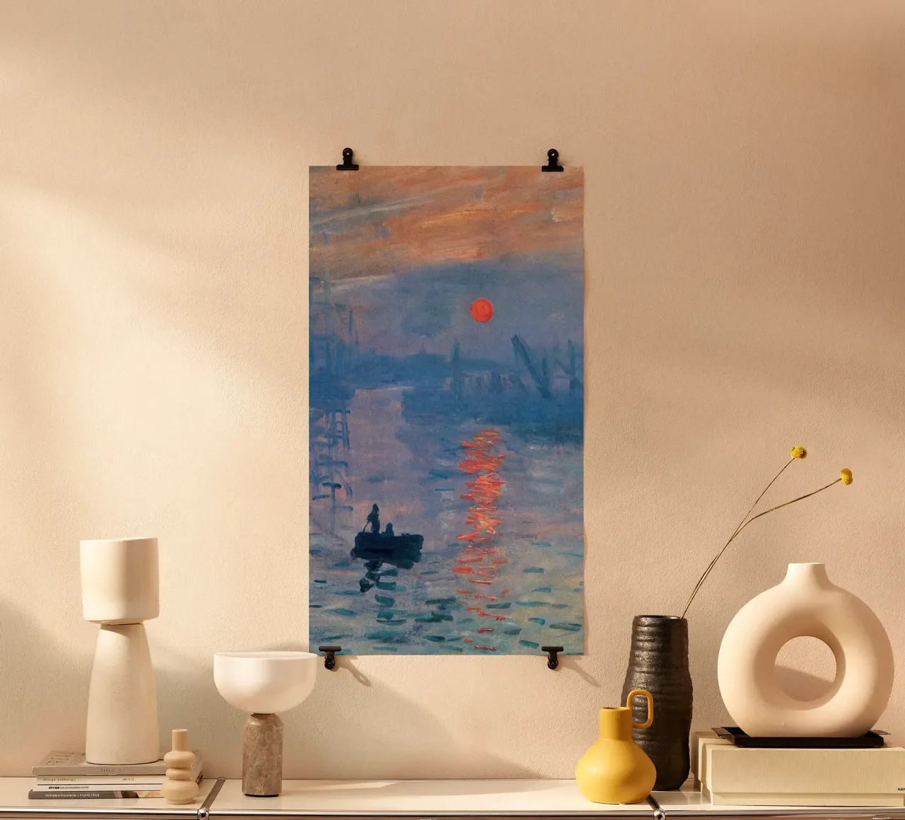 silhouette dell'alba claude monet poster con telaio in legno da belong shop