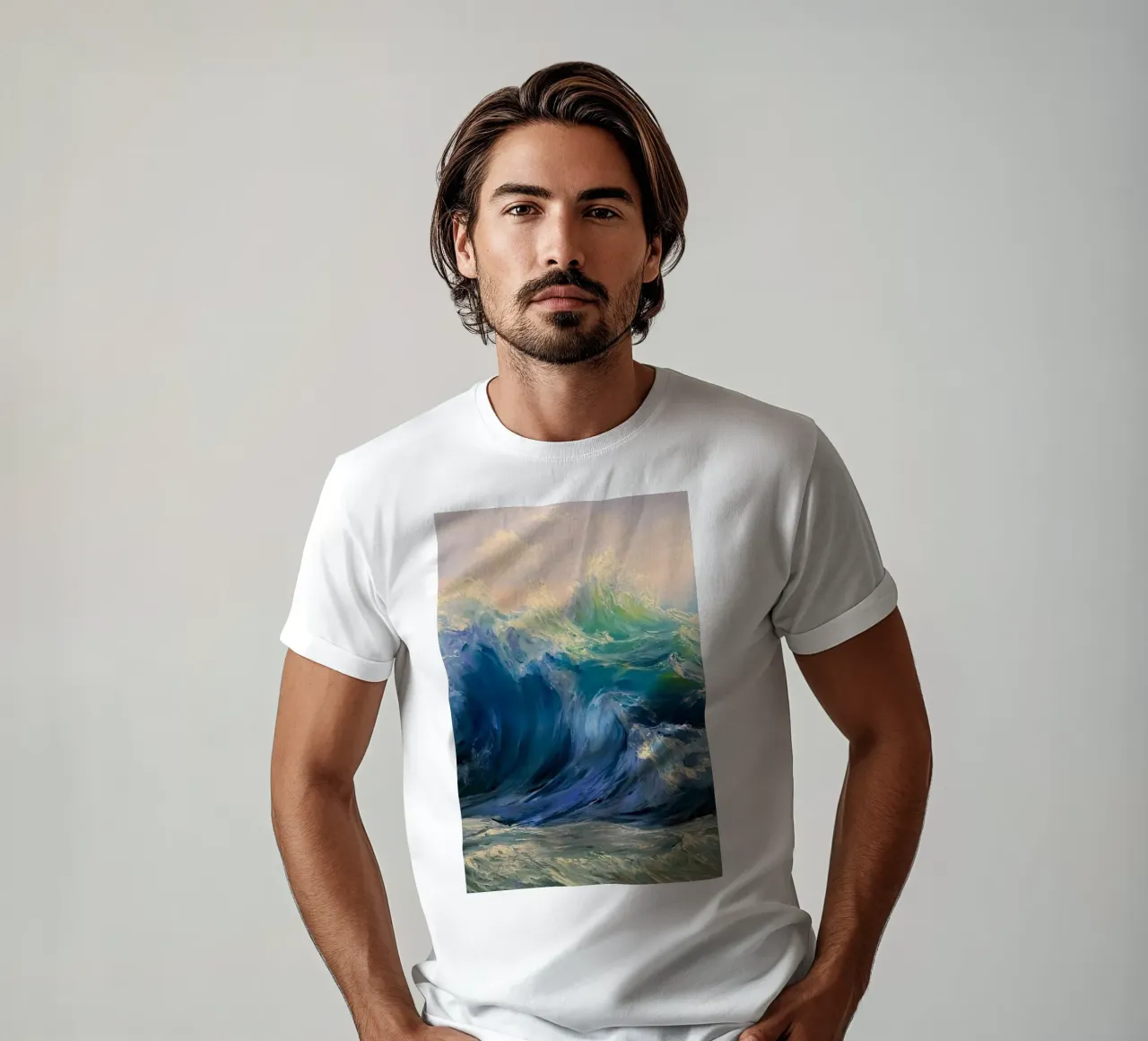 claude monet great waves art print t-shirt by belong shop