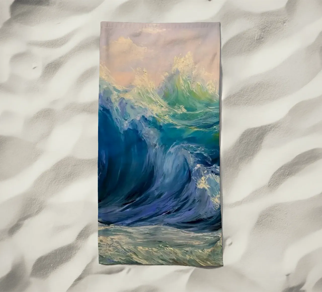 claude monet grote golven kunstdruk strandhanddoek van belong shop