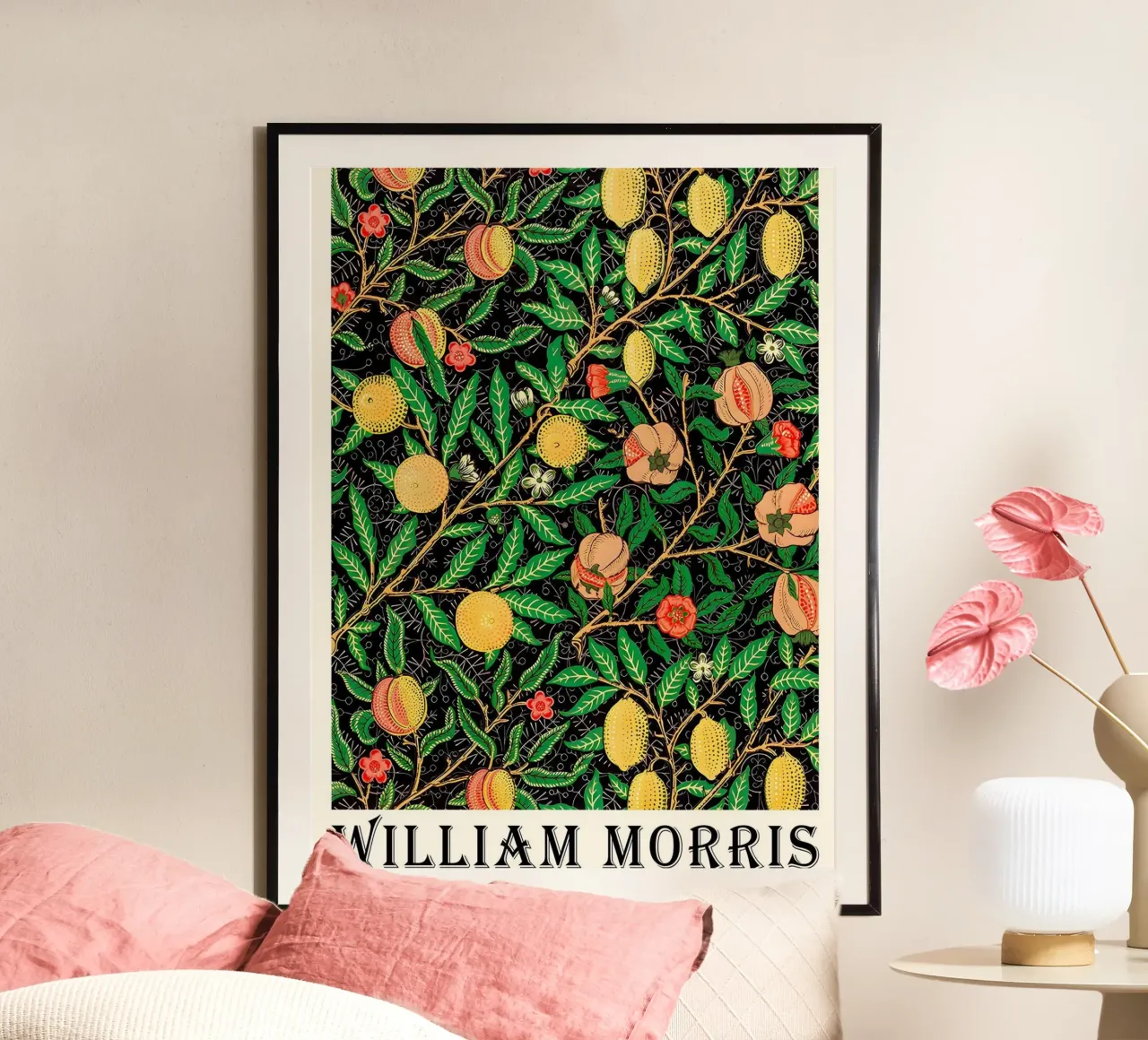 zitronenbaum trägt viele früchte william morris Poster mit Aluminium Rahmen von komo store