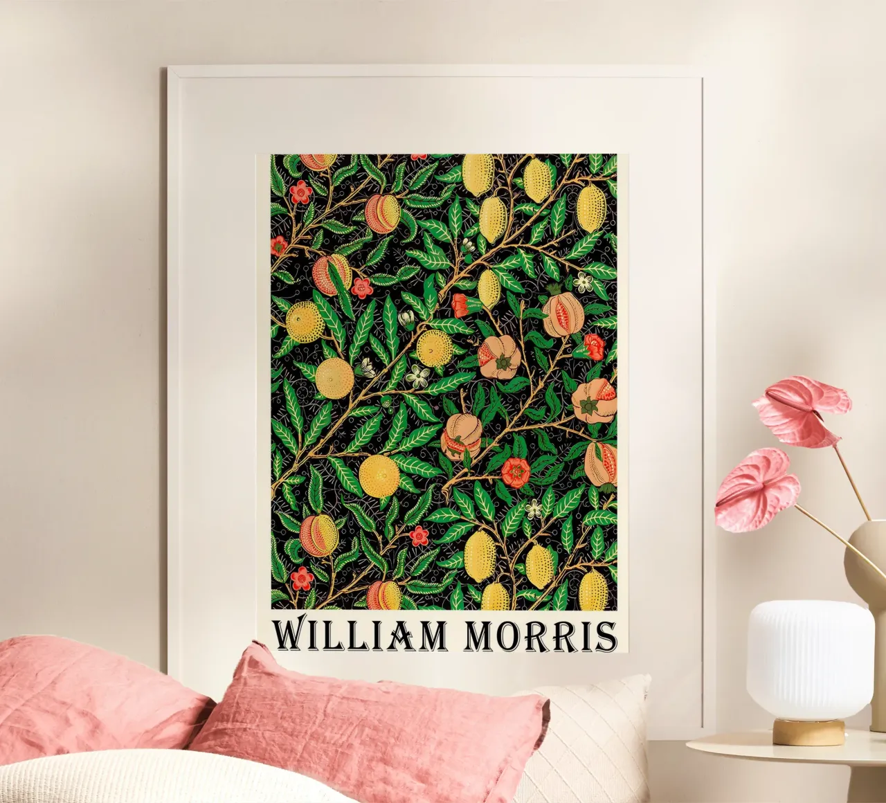 zitronenbaum trägt viele früchte william morris Poster mit Aluminium Rahmen von komo store