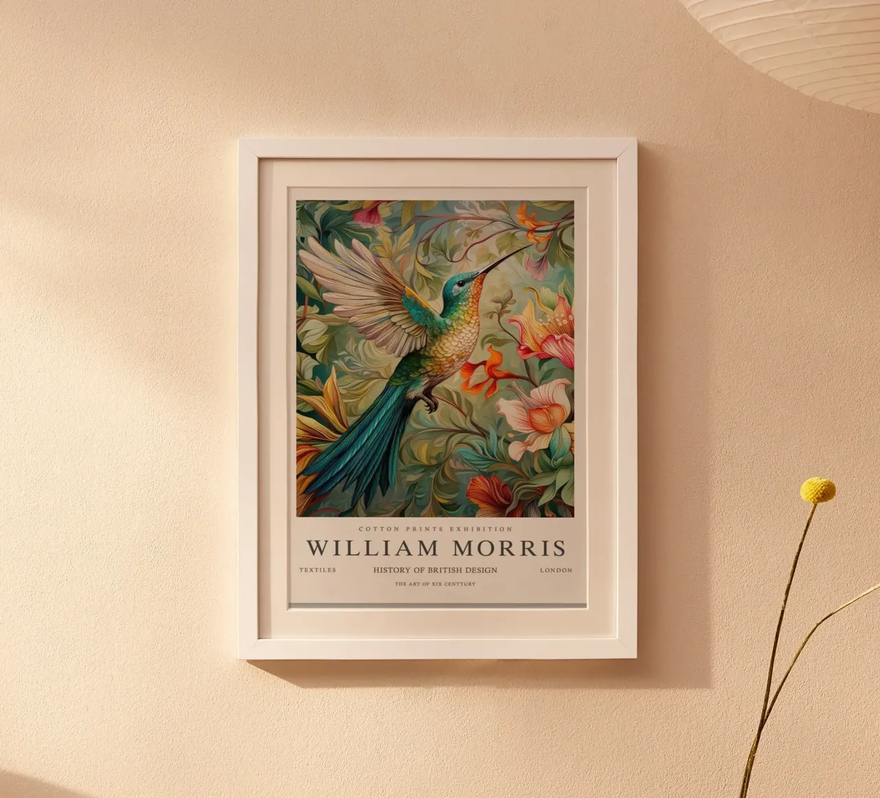 uccello mangiatore di miele colorato william morris poster con telaio in plastica da komo store