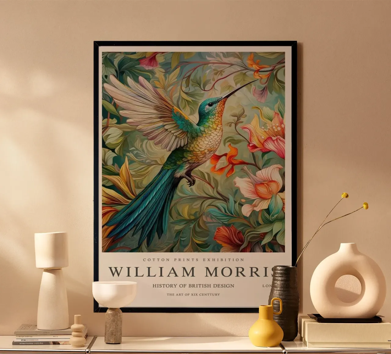 uccello mangiatore di miele colorato william morris poster con telaio in plastica da komo store
