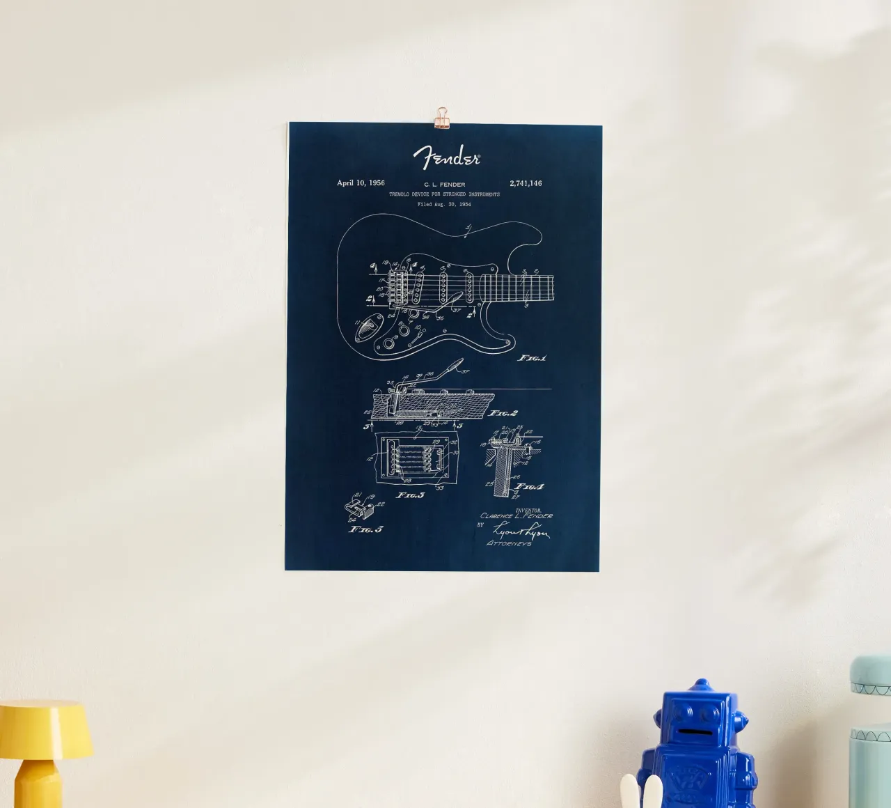 chitarra elettrica brevetto disegno fender schemi cianografia i poster con telaio in alluminio da minerva santiago