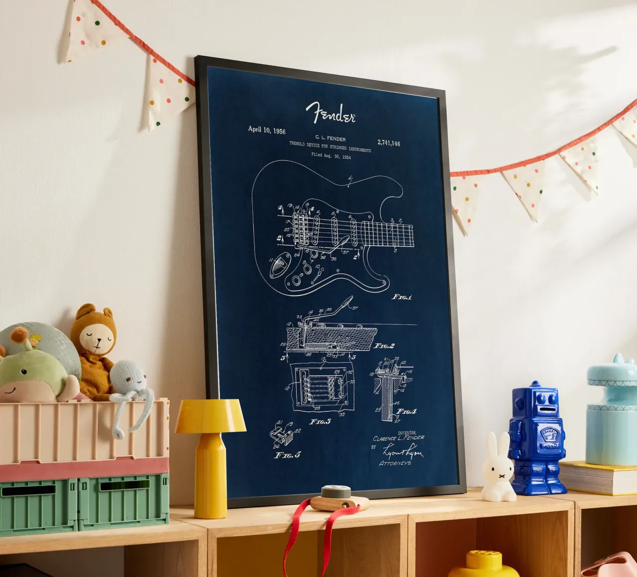 chitarra elettrica brevetto disegno fender schemi cianografia i poster con telaio in alluminio da minerva santiago