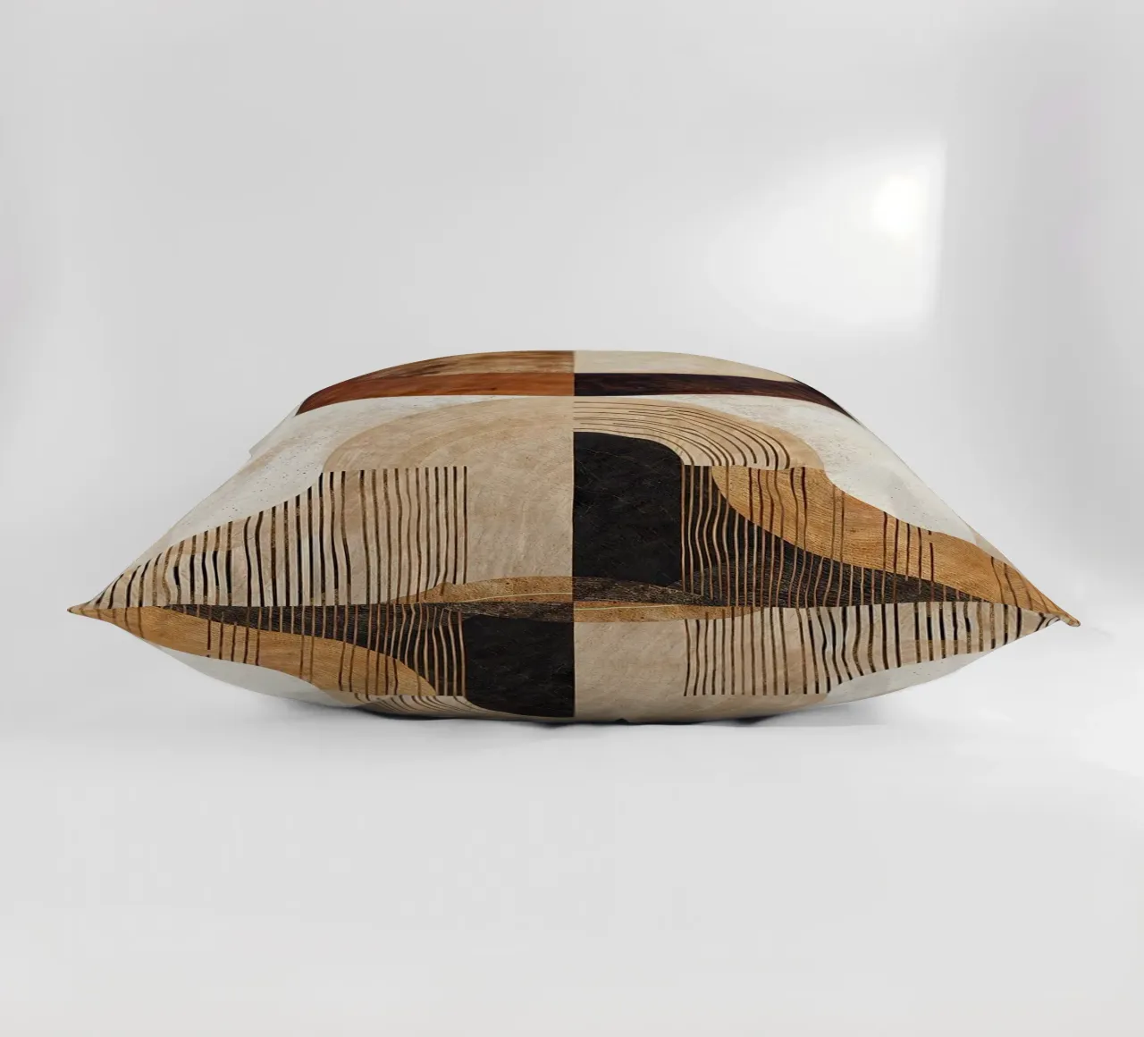 circle arc lines patterns abstract shapes texture beige brow decorative cushion by minerva santiago