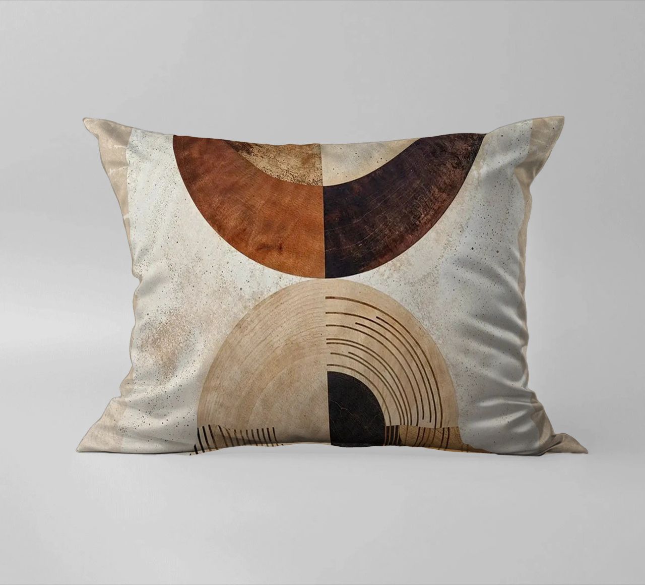 circle arc lines patterns abstract shapes texture beige brow decorative cushion by minerva santiago