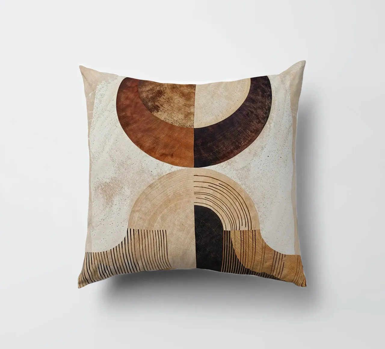 cerchio arco linee modelli forme astratte texture beige fronte cuscino da minerva santiago