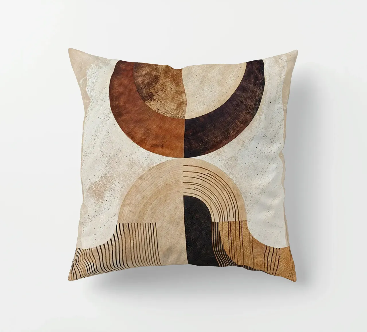 cerchio arco linee modelli forme astratte texture beige fronte cuscino da minerva santiago