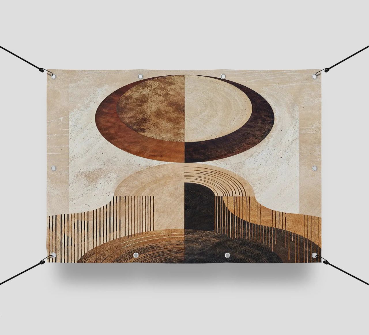 circle arc lines patterns abstract shapes texture beige brow pvc cover by minerva santiago