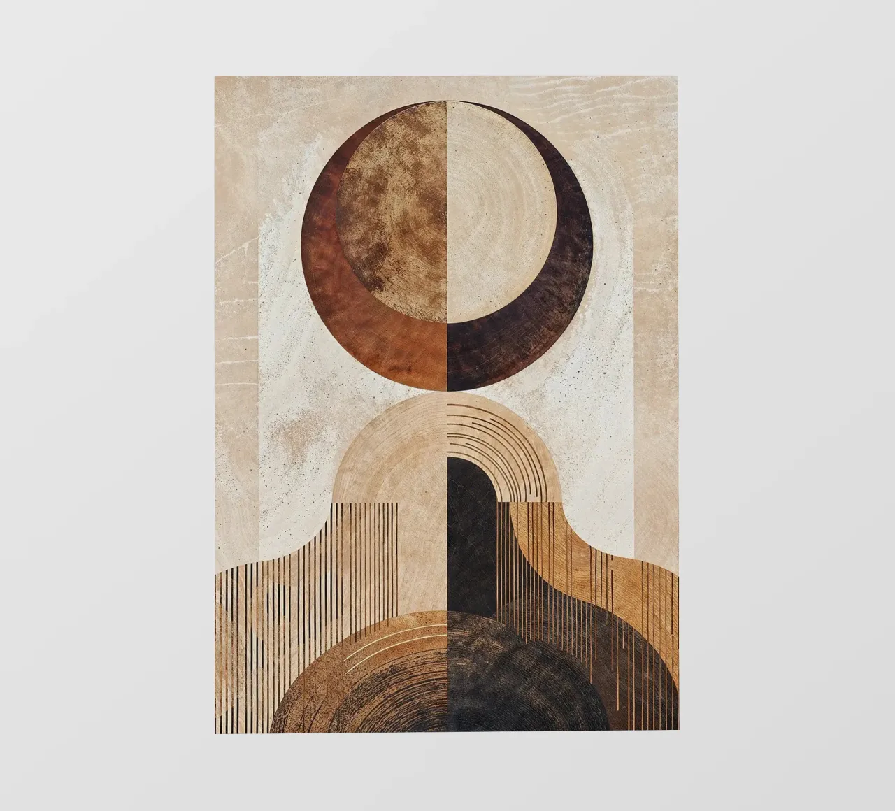 circle arc lines patterns abstract shapes texture beige brow pvc cover by minerva santiago