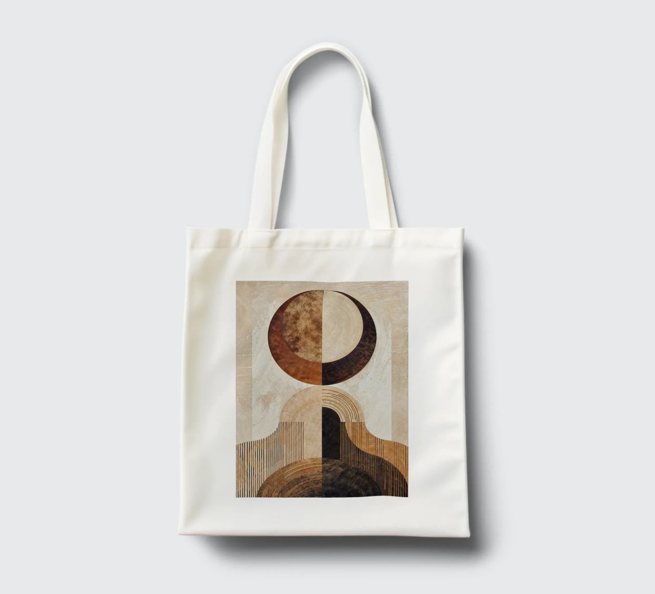circle arc lines patterns abstract shapes texture beige brow tote bag by minerva santiago