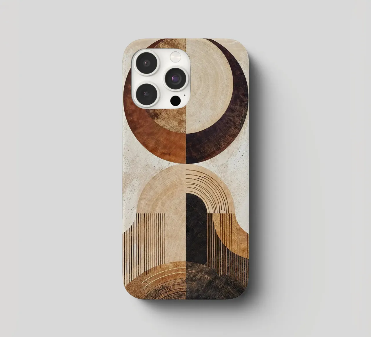 circle arc lines patterns abstract shapes texture beige brow iphone case by minerva santiago