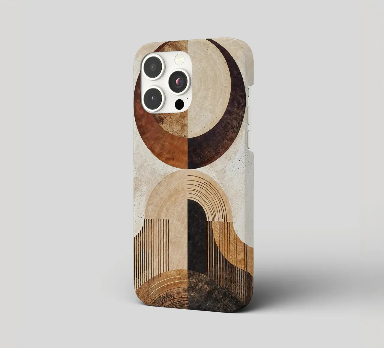 circle arc lines patterns abstract shapes texture beige brow iphone case by minerva santiago