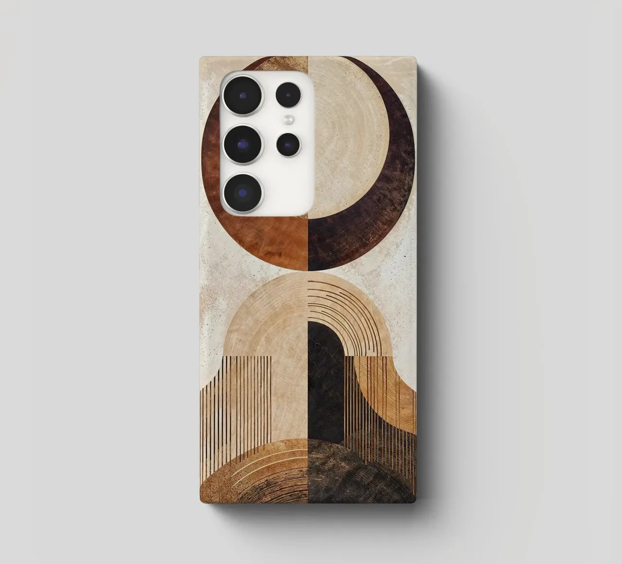circle arc lines patterns abstract shapes texture beige brow samsung phone case by minerva santiago