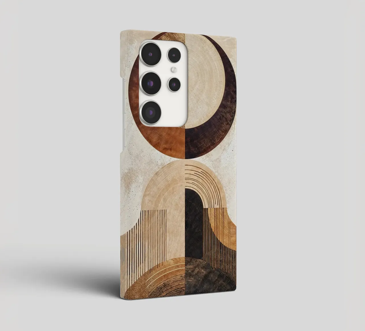 circle arc lines patterns abstract shapes texture beige brow samsung phone case by minerva santiago