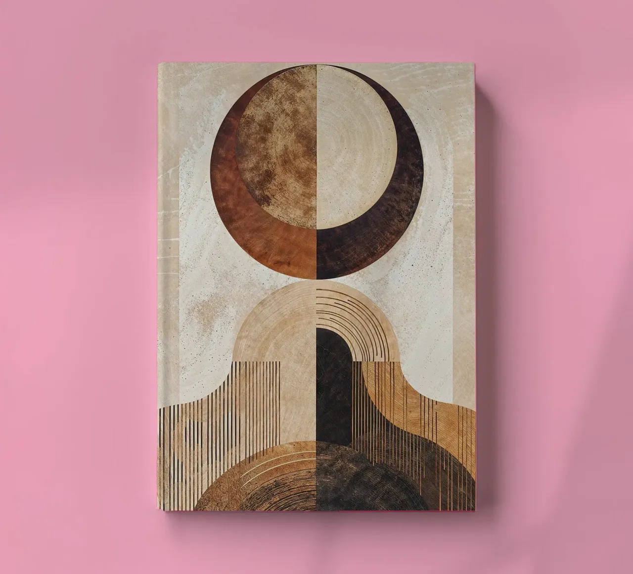 circle arc lines patterns abstract shapes texture beige brow notebook by minerva santiago