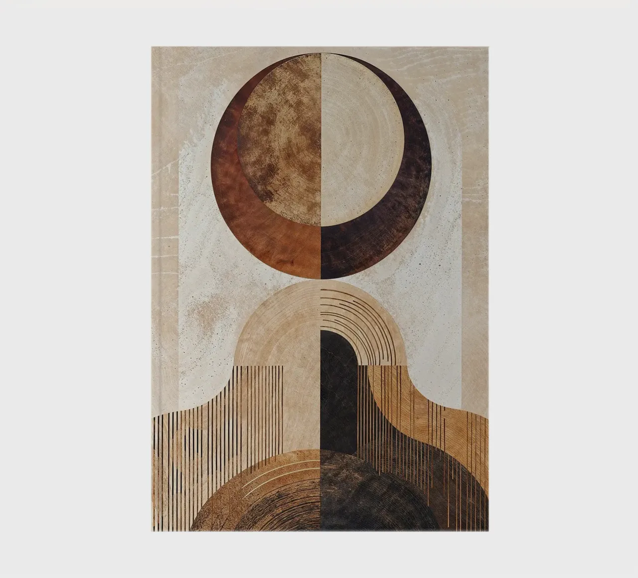 circle arc lines patterns abstract shapes texture beige brow notebook by minerva santiago