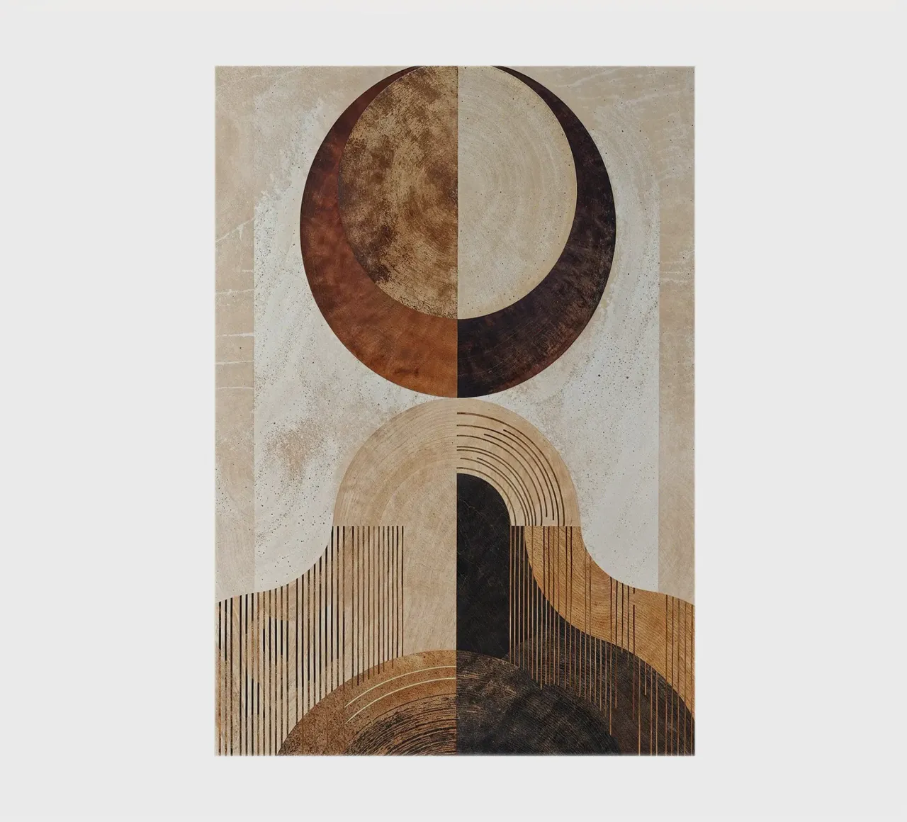 circle arc lines patterns abstract shapes texture beige brow notebook by minerva santiago