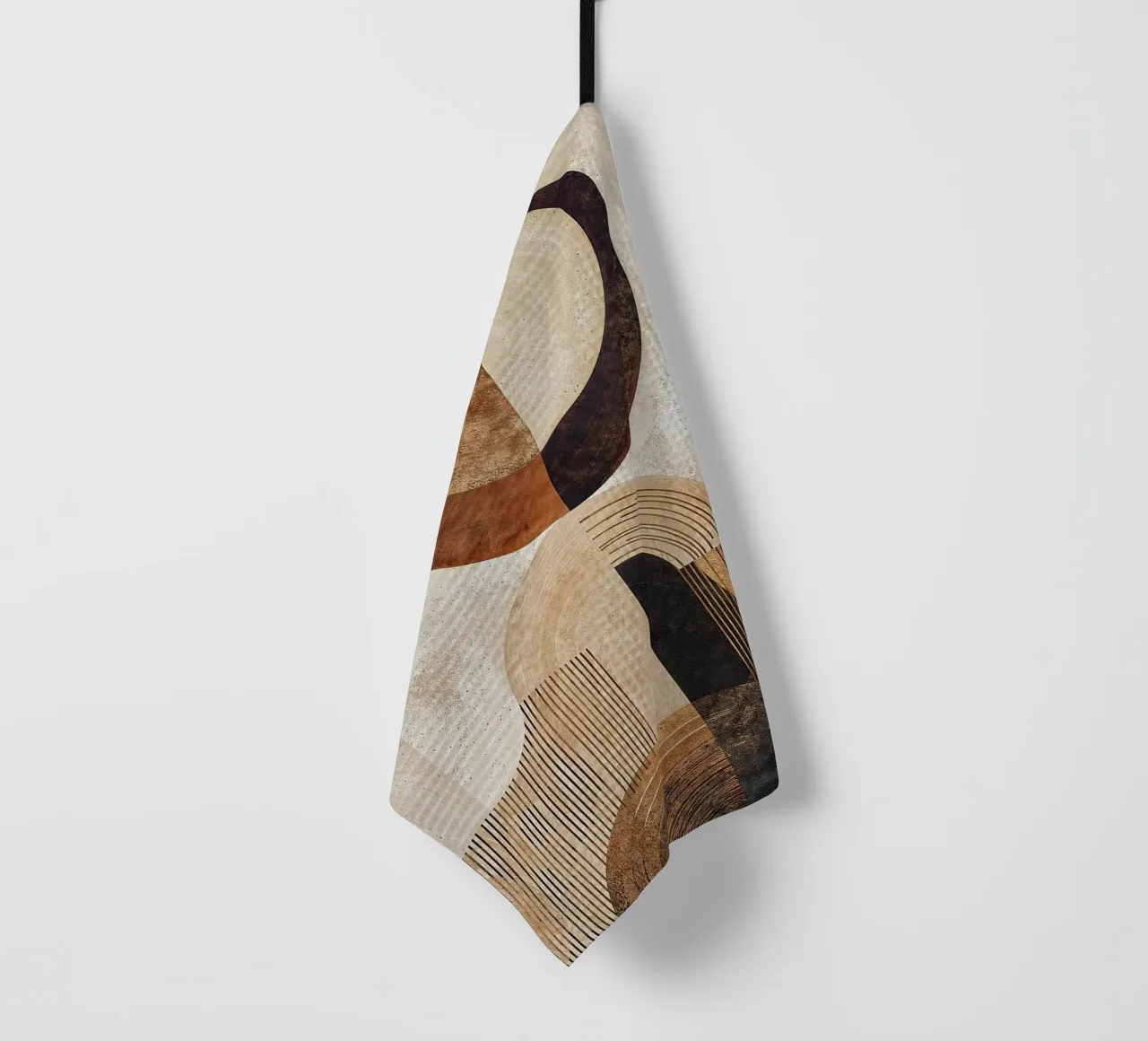 circle arc lines patterns abstract shapes texture beige brow tea towel by minerva santiago