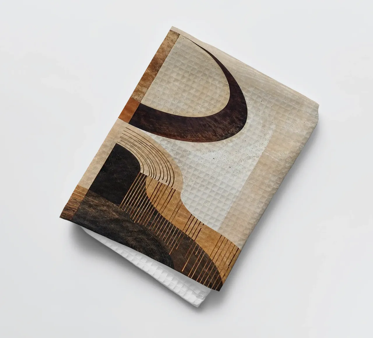 circle arc lines patterns abstract shapes texture beige brow tea towel by minerva santiago