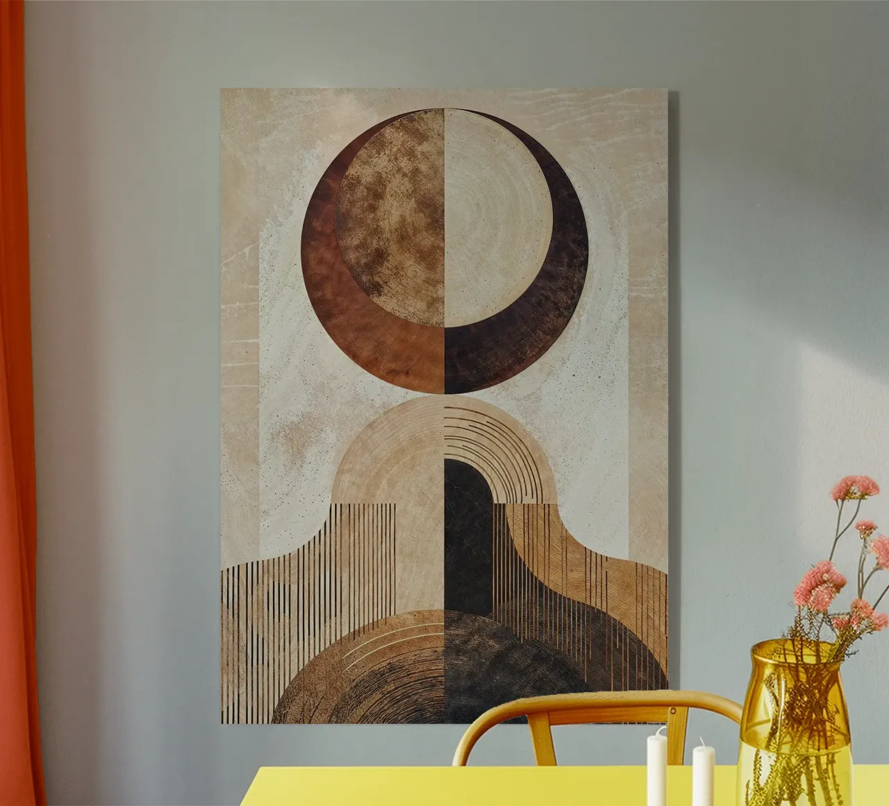 circle arc lines patterns abstract shapes texture beige brow acrylic glass by minerva santiago