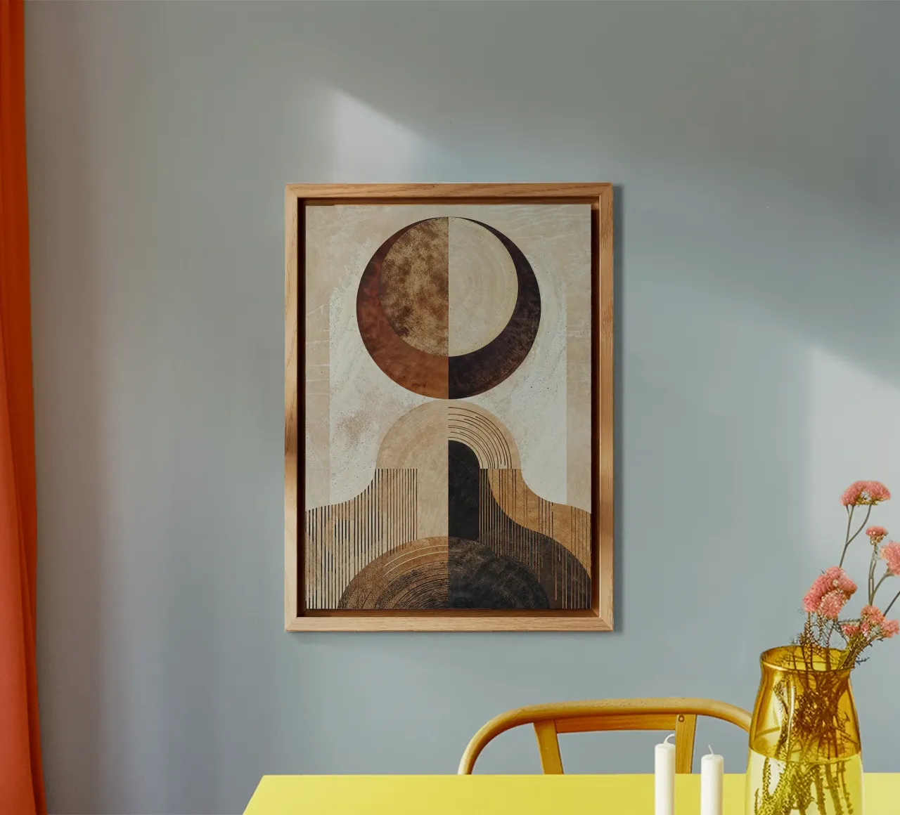 circle arc lines patterns abstract shapes texture beige brow alu-dibond by minerva santiago