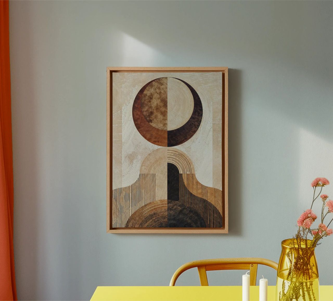 circle arc lines patterns abstract shapes texture beige brow canvas by minerva santiago
