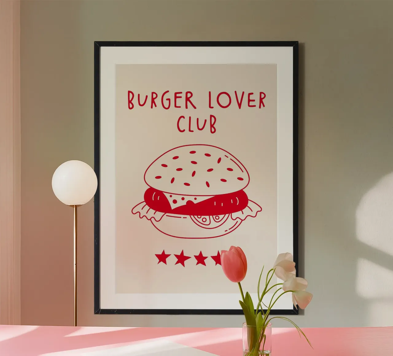 panino con hamburger club food formaggio lattuga panino con semi di sesamo poster con telaio in plastica da minerva santiago