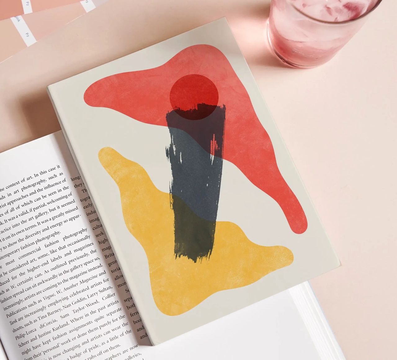 red circle yellow shape black brushstroke abstract forms dyn notebook by Perry Kale