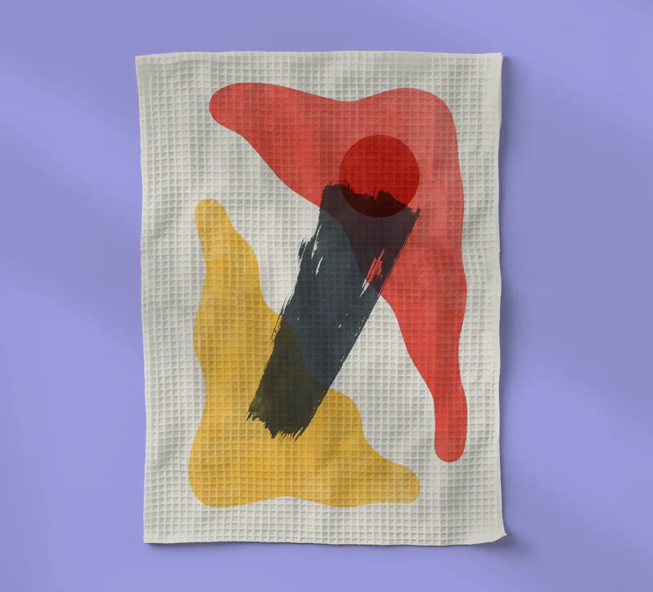 cercle rouge forme jaune trait de pinceau noir formes abstraites dyn torchon de Perry Kale