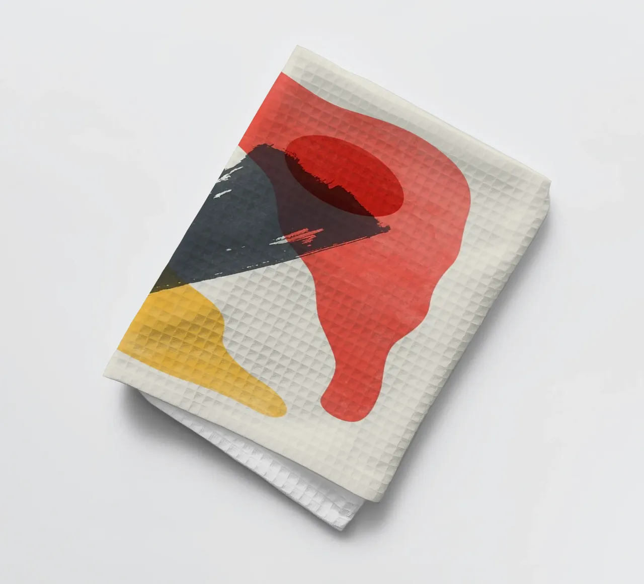 cercle rouge forme jaune trait de pinceau noir formes abstraites dyn torchon de Perry Kale