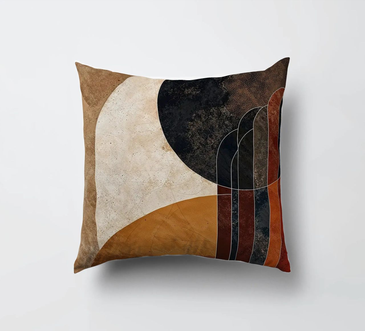 cerchi linee curve forme astratte texture toni della terra ov cuscino da Nick Haluck
