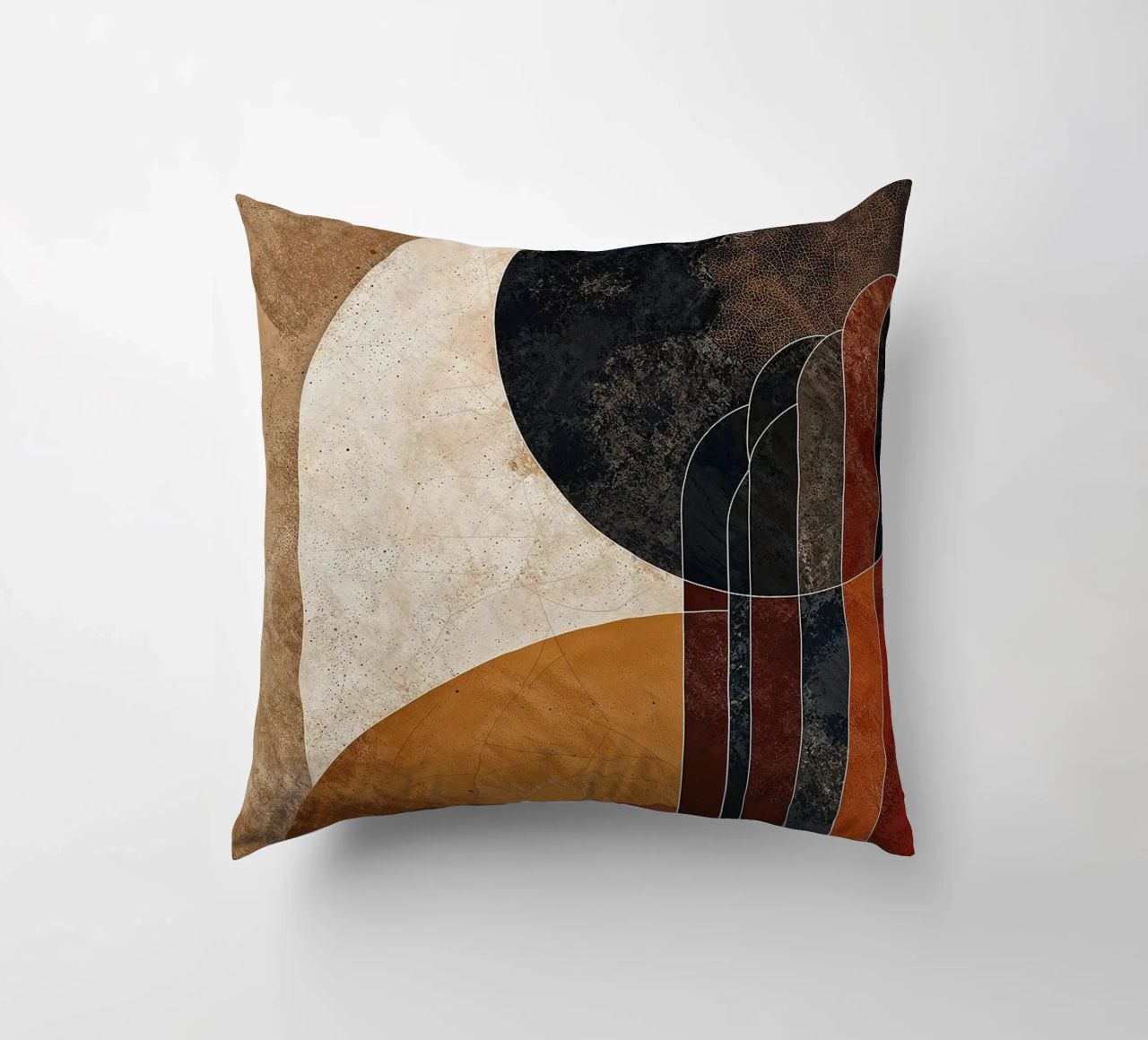 cerchi linee curve forme astratte texture toni della terra ov cuscino da Nick Haluck