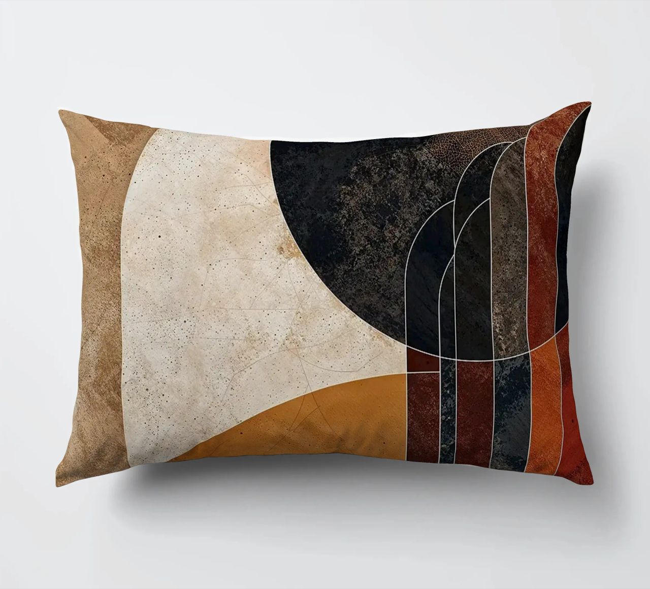 cerchi linee curve forme astratte texture toni della terra ov cuscino da Nick Haluck